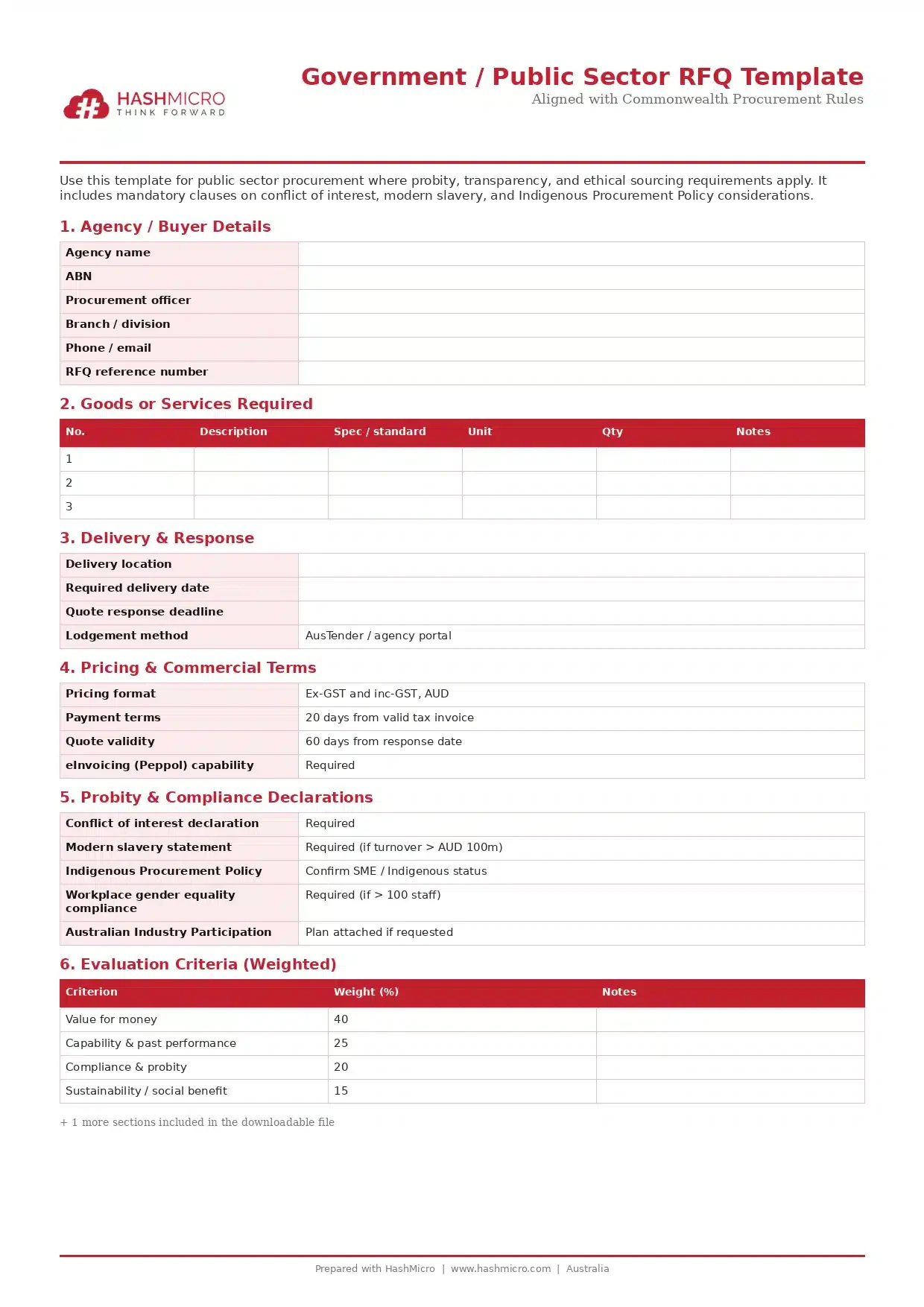 Government RFQ Template