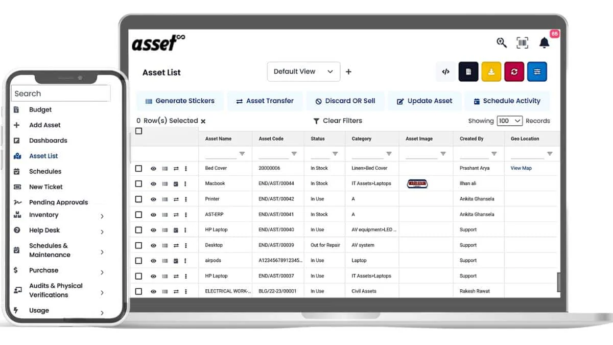 Asset Infinity manufacturing fixed asset management software