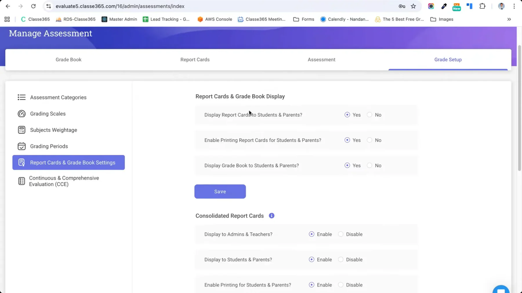 classe365 dashboard