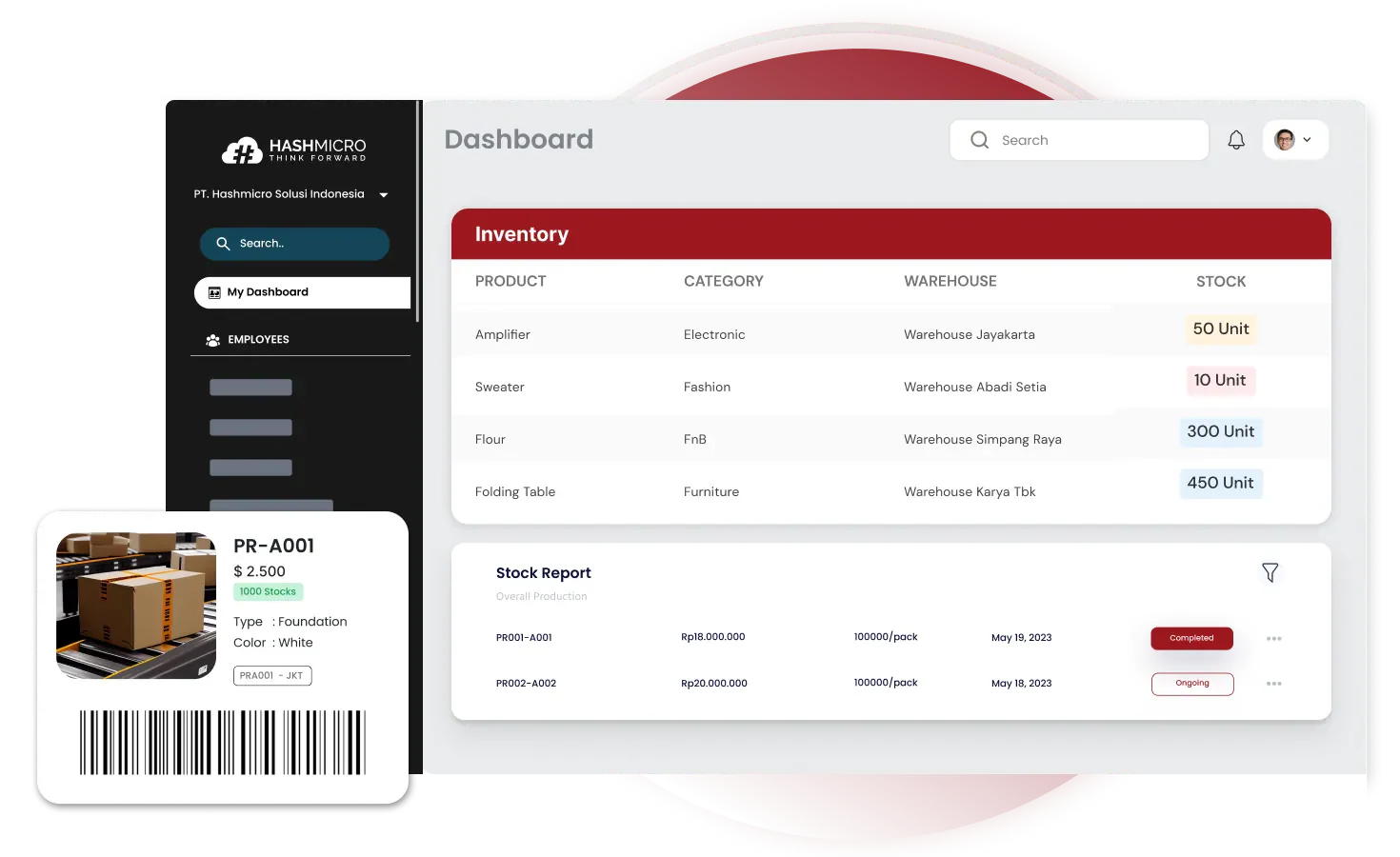 dashboard inventory hashmicro