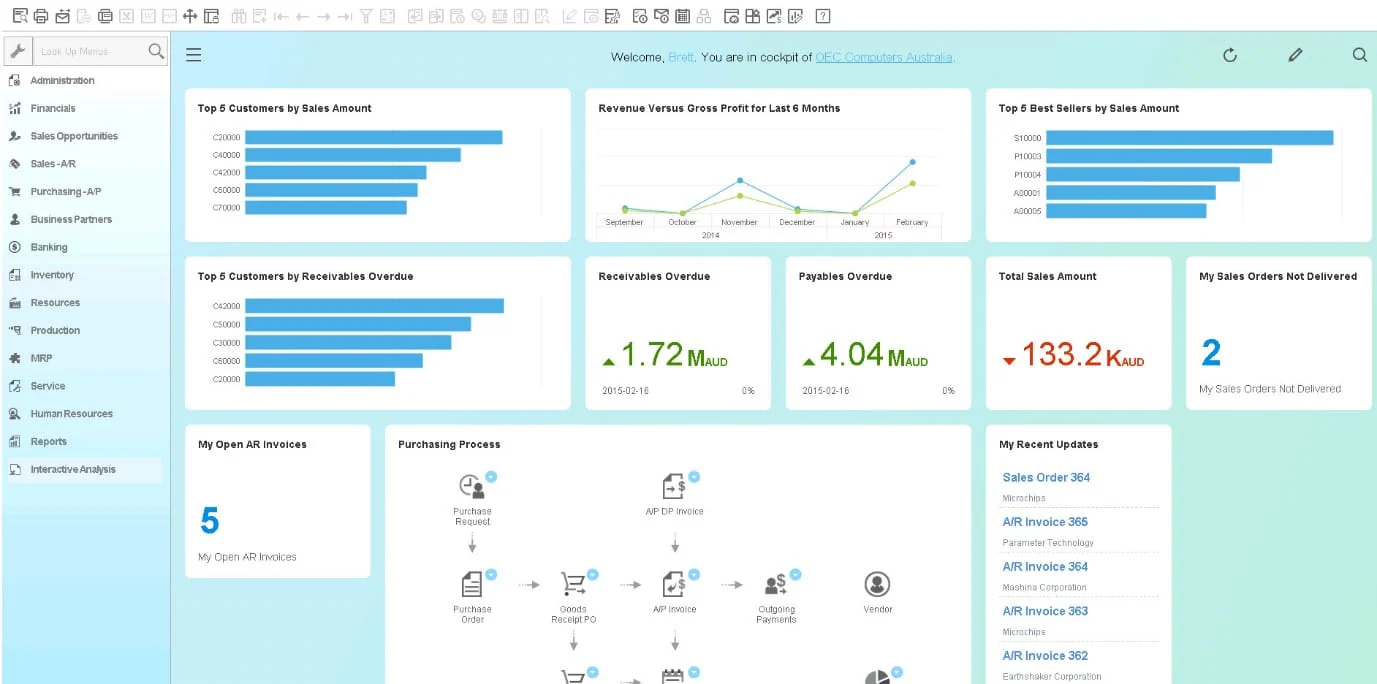 sap business one b2b erp software