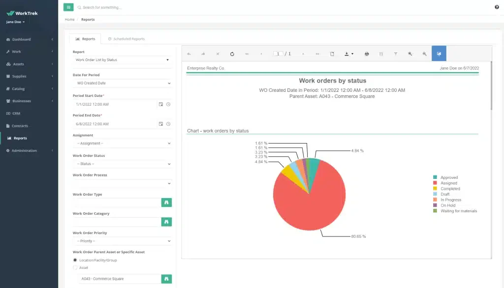 worktrek computerized maintenance management system
