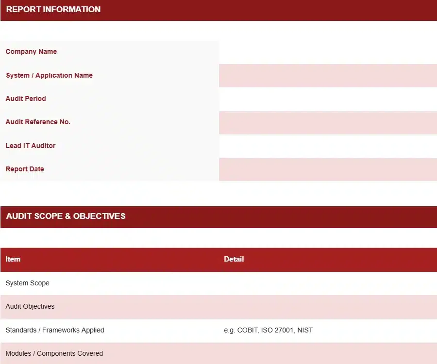 IT AUDIT REPORT TEMPLATE