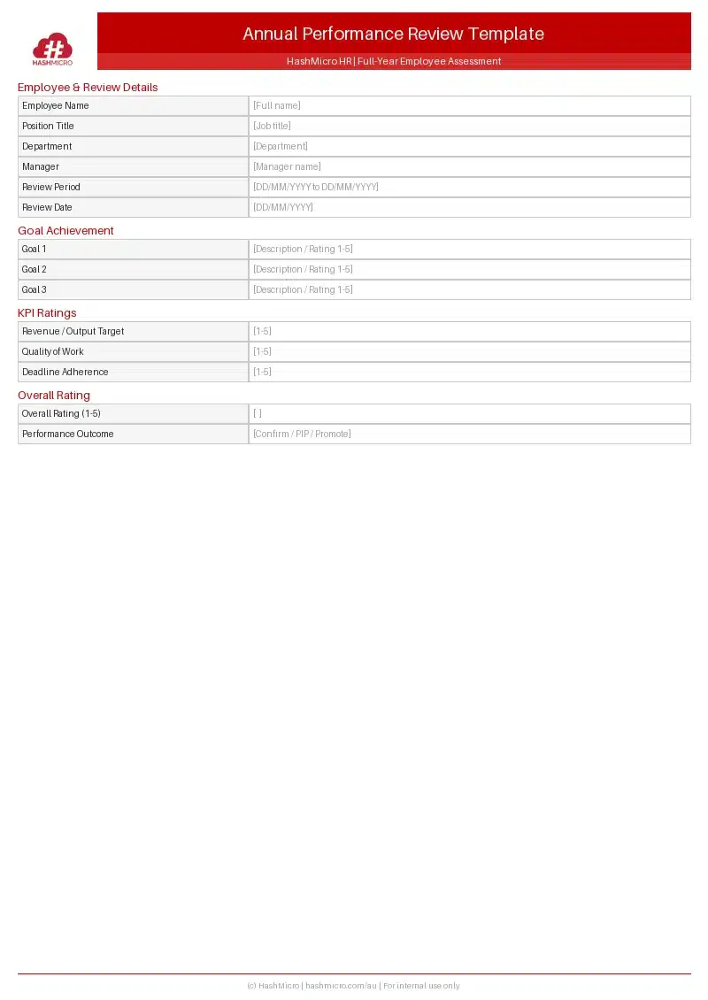 Annual performance review template