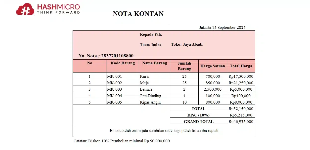 Download Contoh Nota Kontan