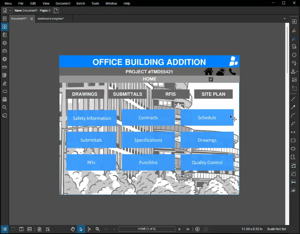 tampilan dashboard software bluebeam revu