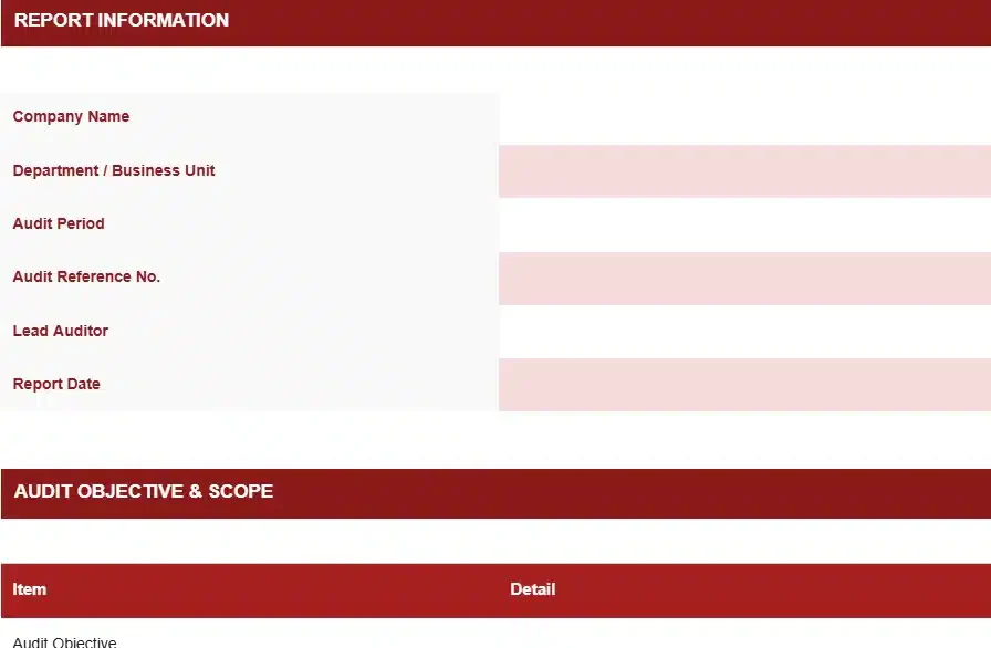 INTERNAL AUDIT REPORT TEMPLATE