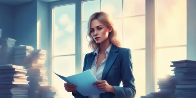 Confused lady looking at paper