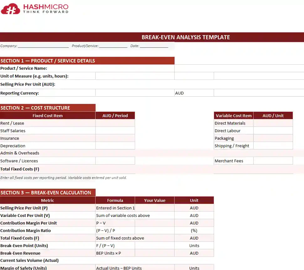 Break-Even Analysis Report Template