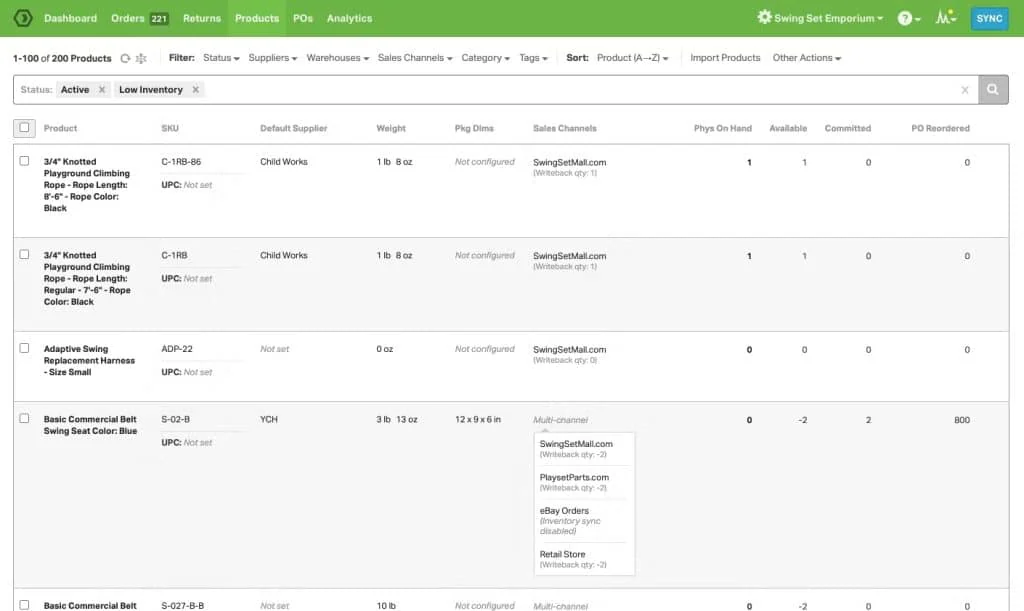 Ordoro inventory management software