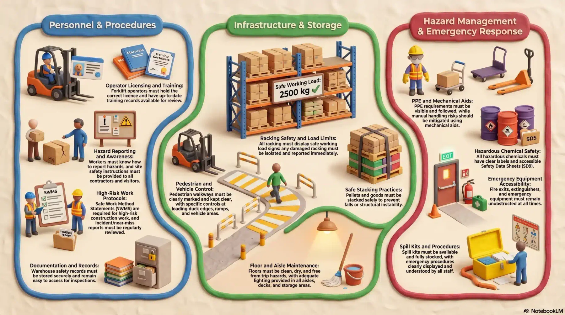 Warehouse safety management guidelines diagram