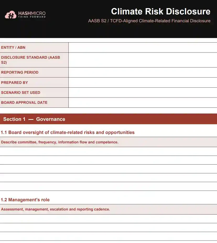 Climate risk disclosure template