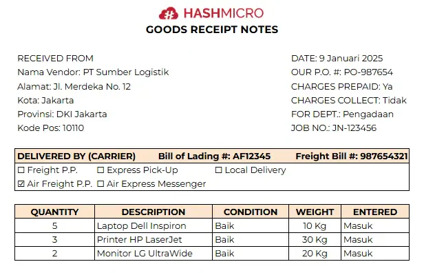 goods receipt note templates 1