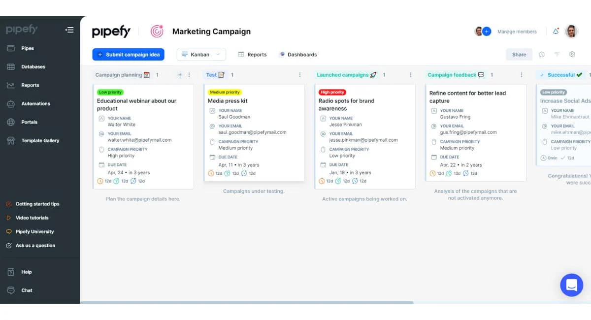 Pipefy Business Process Management Software 