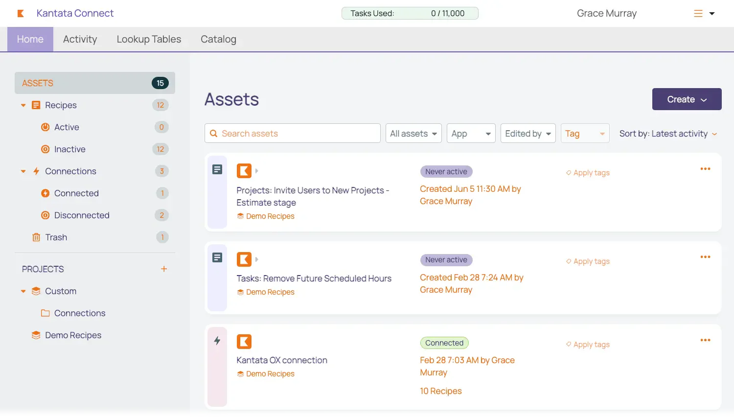 Kantata professional services software dashboard