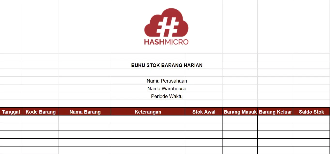 contoh template buku stok barang harian
