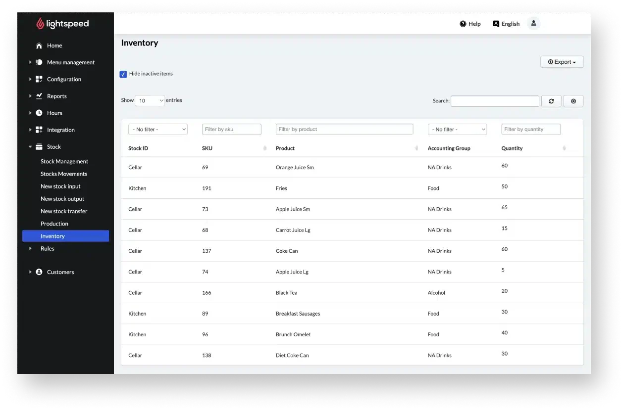 Lightspeed food Restaurant Inventory Software