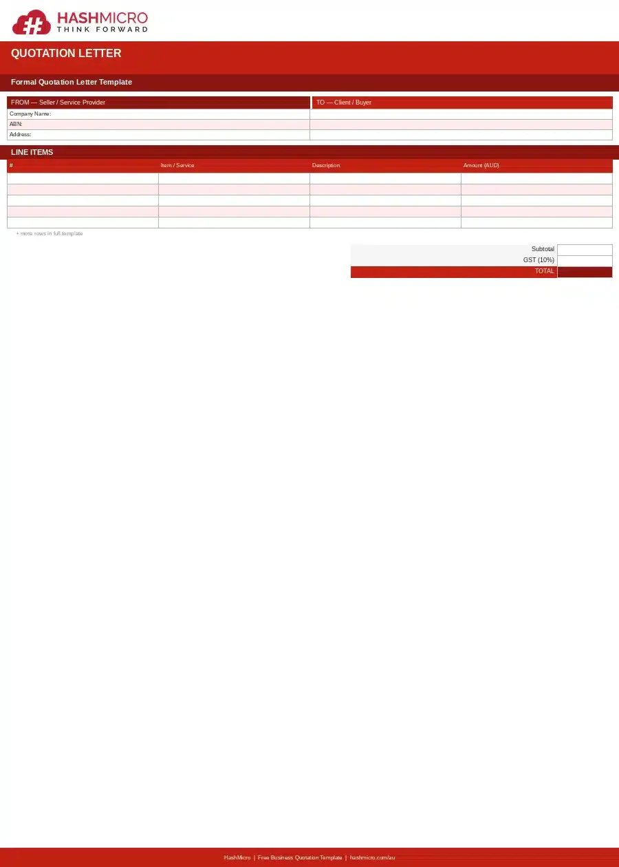 Quotation Letter Template