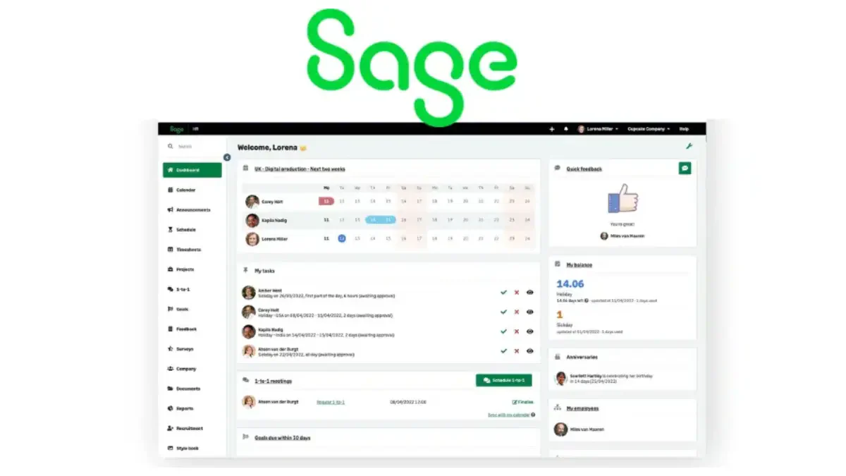 aplikasi pembuat jadwal kerja Sage HR