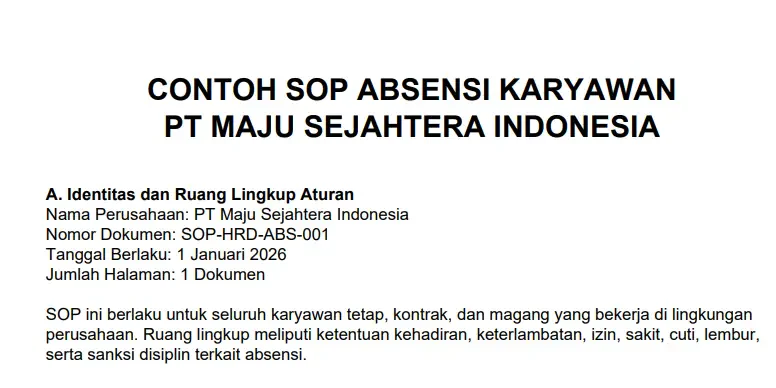 Template Peraturan Absensi