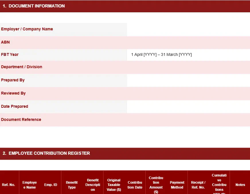 EMPLOYEE CONTRIBUTION AND ADJUSTMENT TEMPLATE