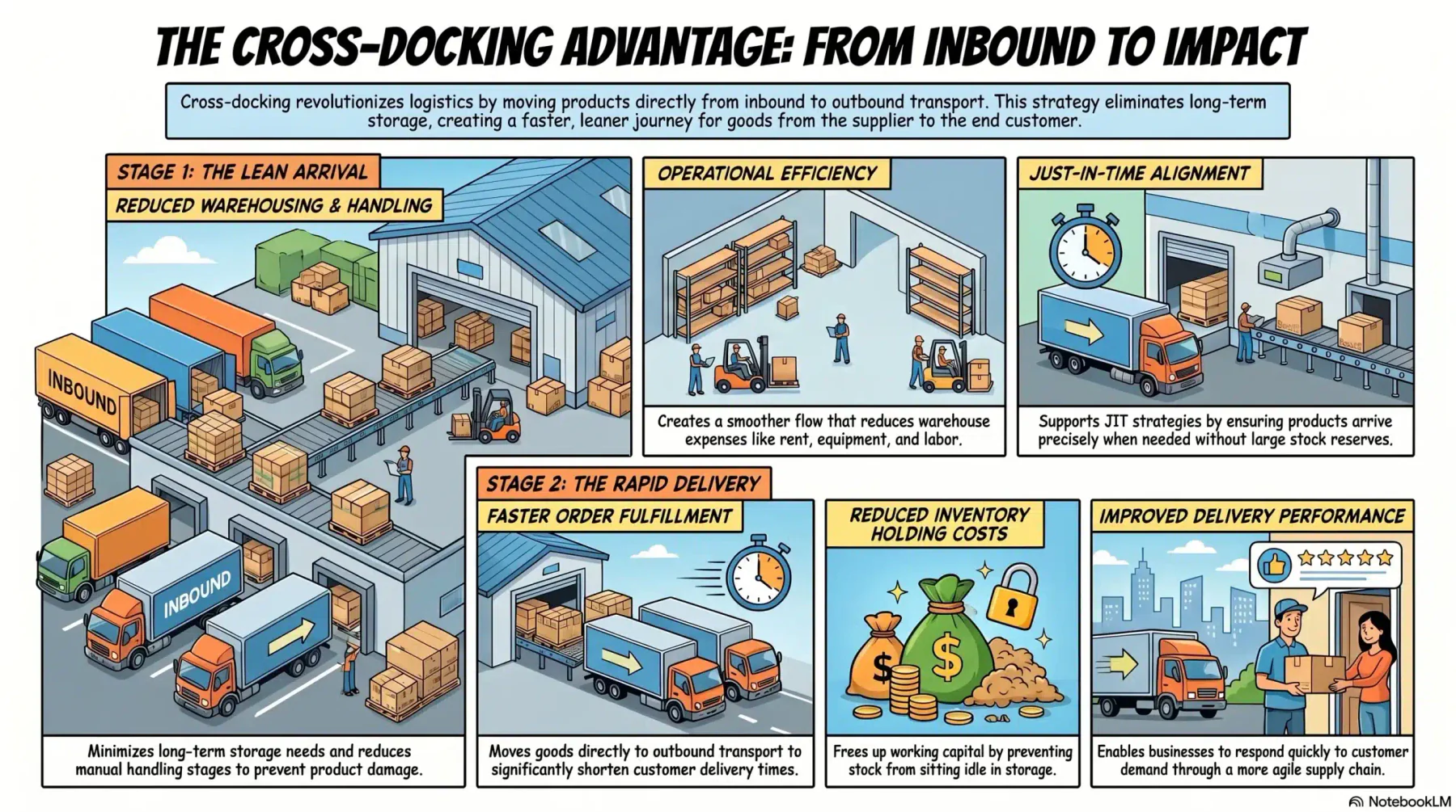 Cross-docking logistics advantage infographic