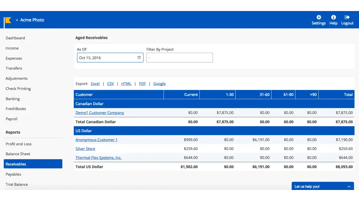 Kashoo Financial Reporting Software