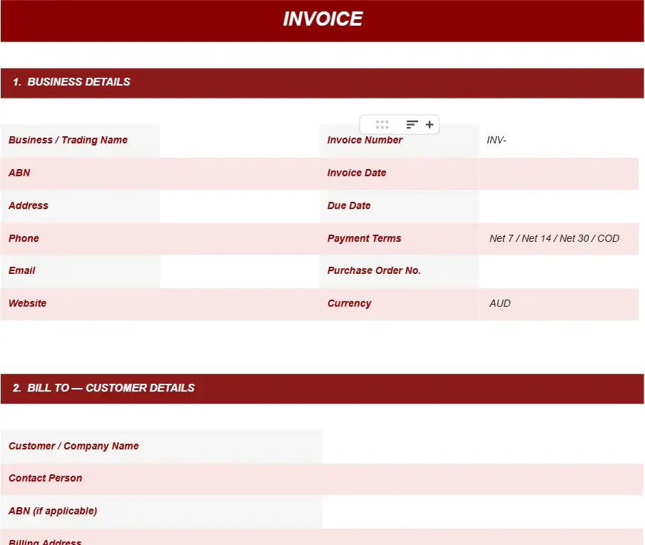 INVOICE TEMPLATE