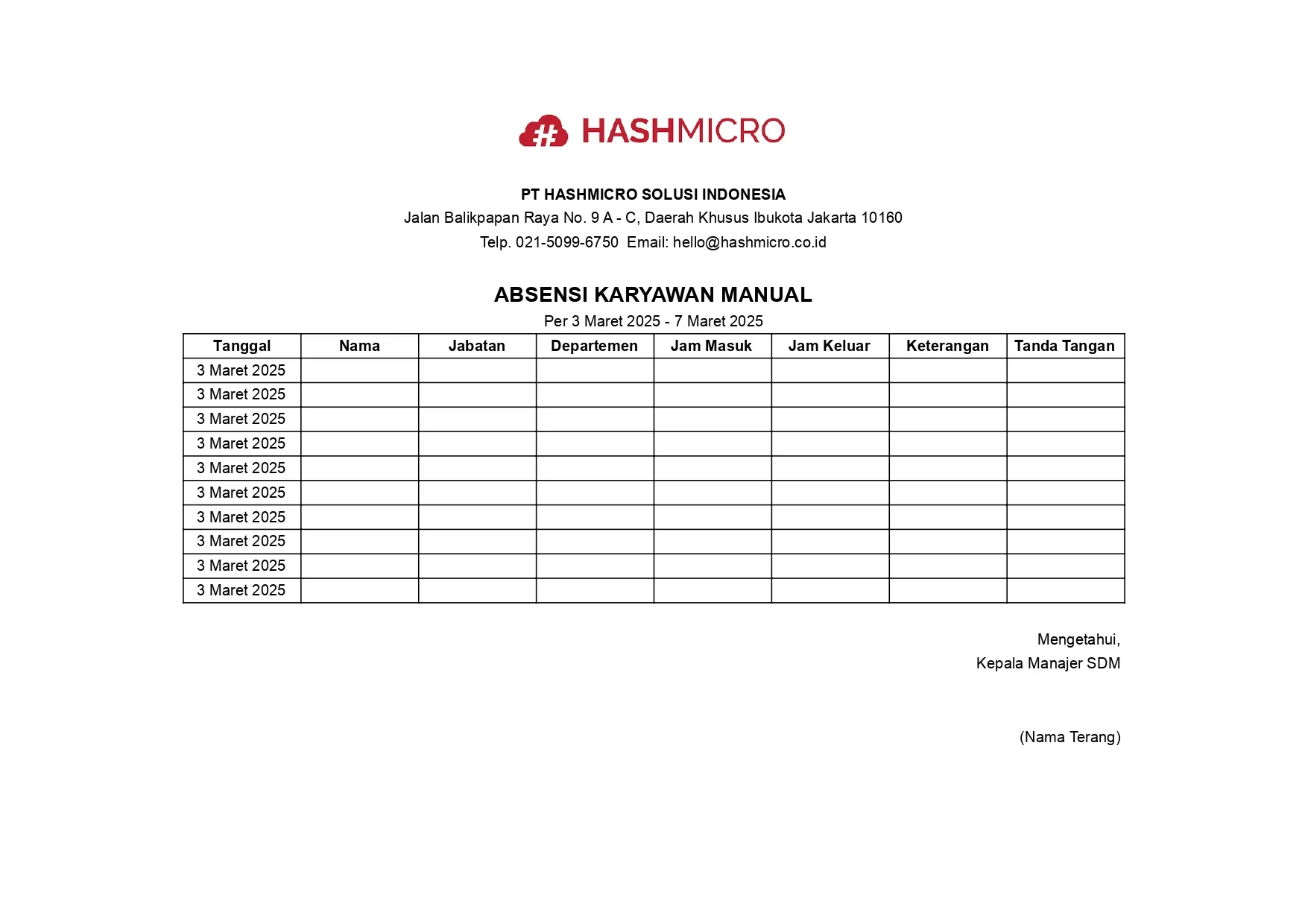 Laporan Absensi Manual