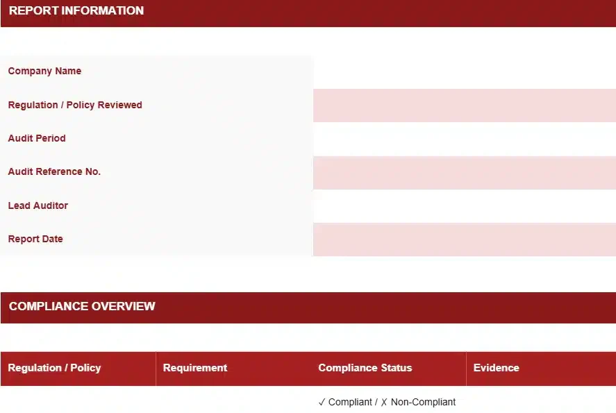 COMPLIANCE AUDIT REPORT TEMPLATE