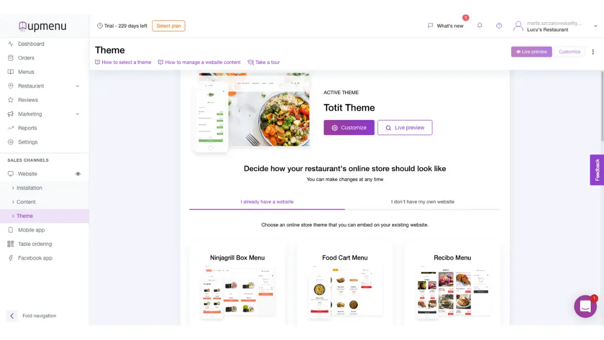 UpMenu Restaurant Software