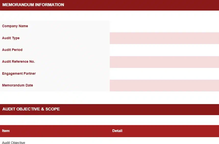 AUDIT PLANNUNG MEMORANDUM TEMPLATE