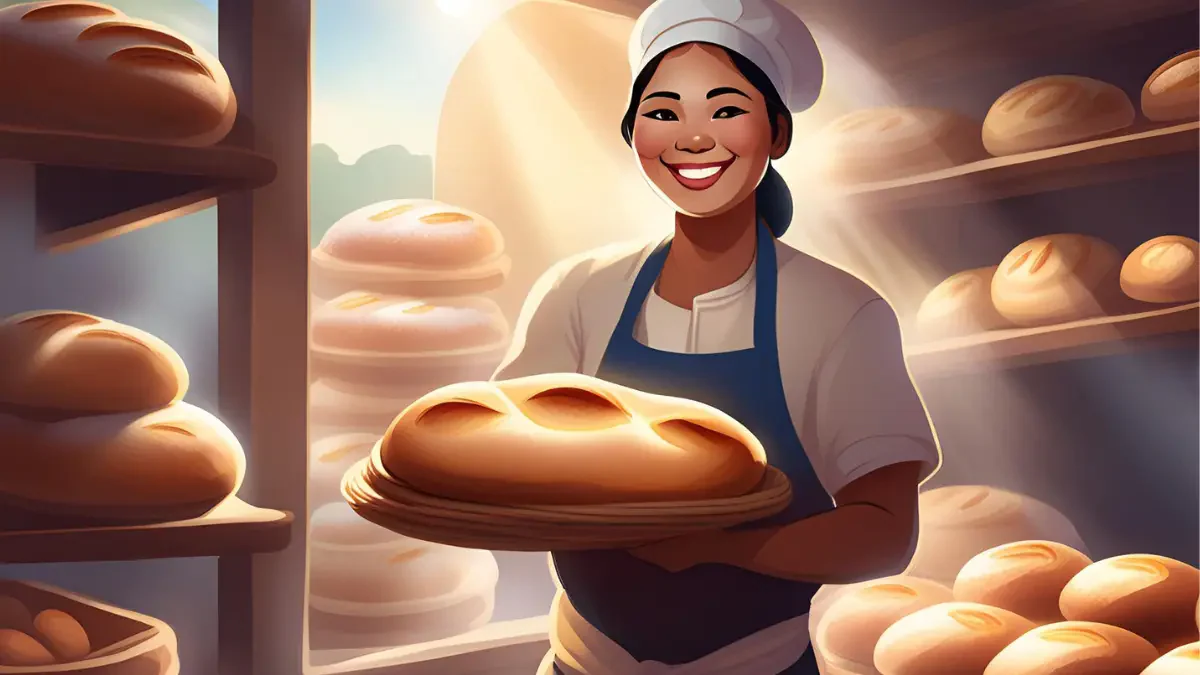 Philippines local bakery sells local made Filipino bread the person who bake it should have clear eyes and mouth