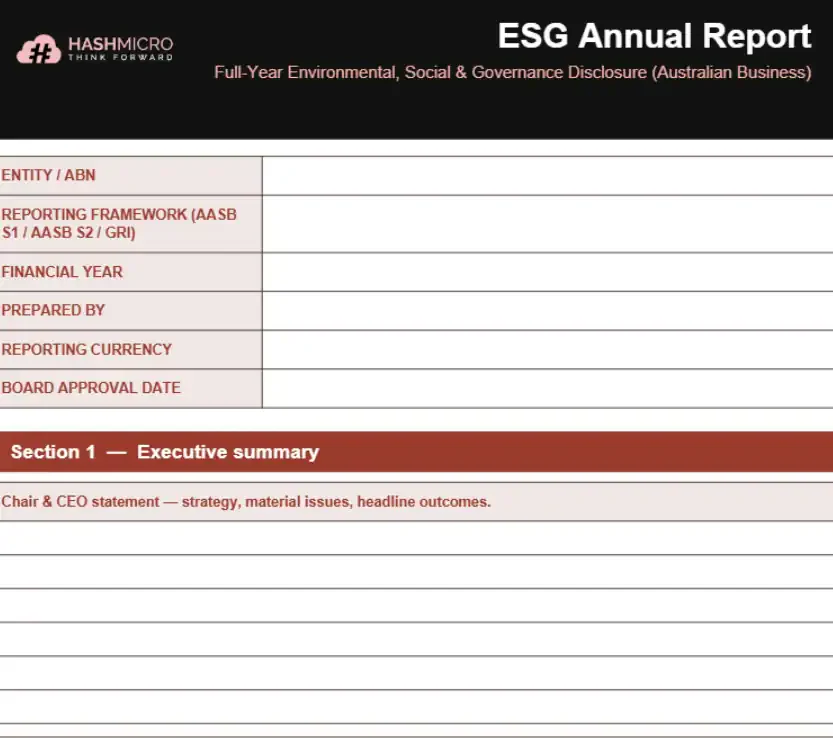 ESG annual report template