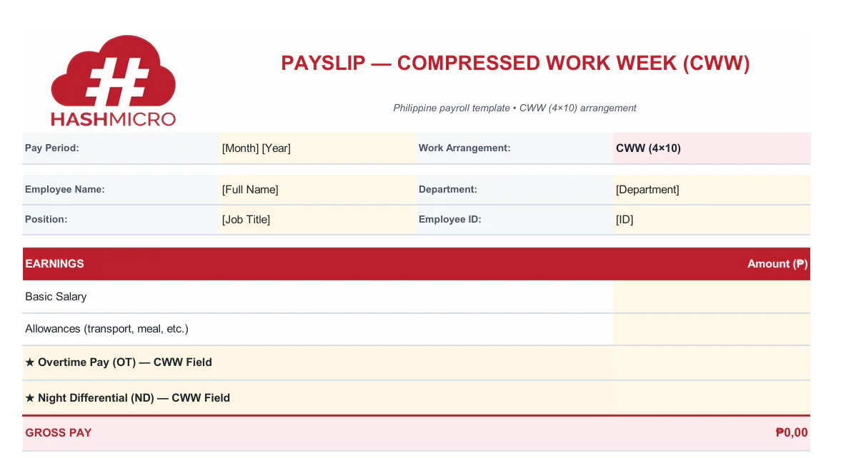 Download a free CWW Payslip Template
