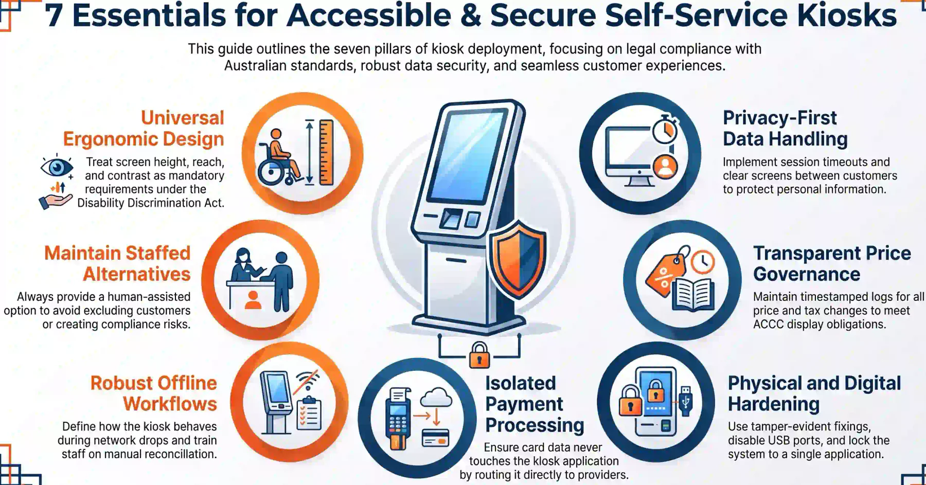 how can businesses make self service kiosks accessible and secure