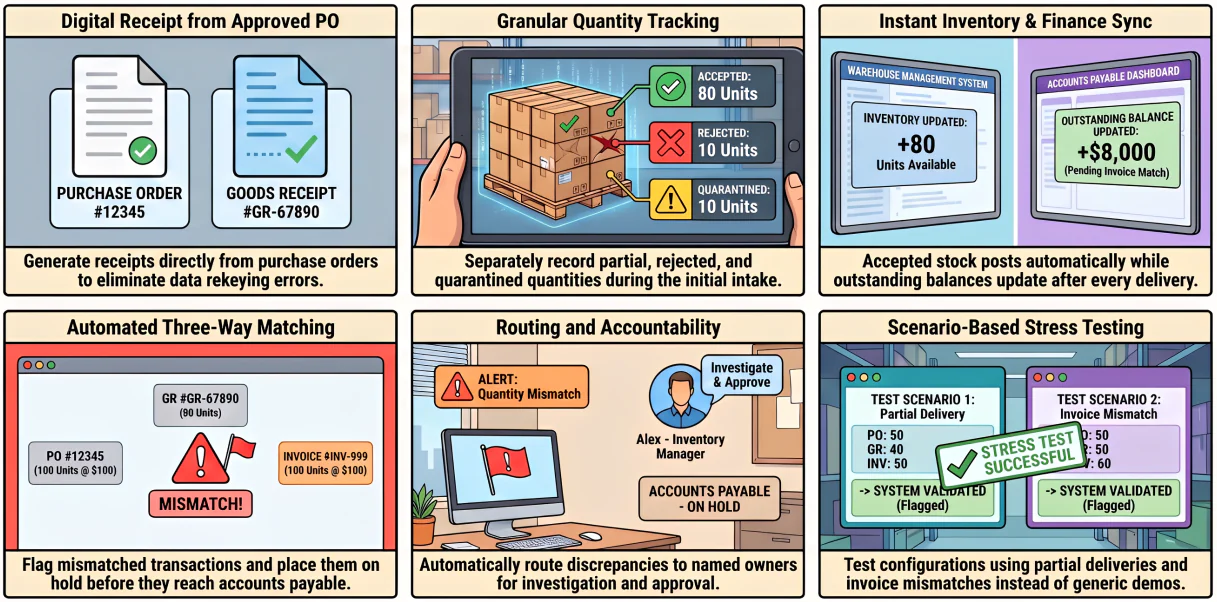 how can erp software automate goods receipt management