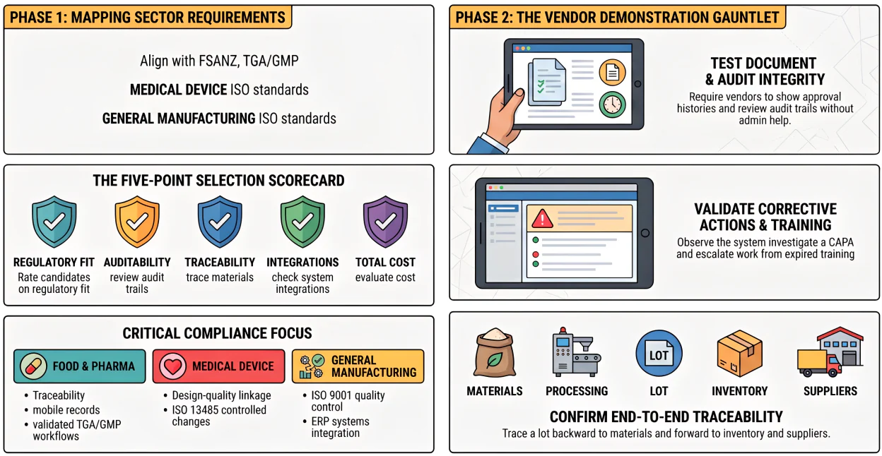 how to choose manufacturing compliance software by sector and regulation