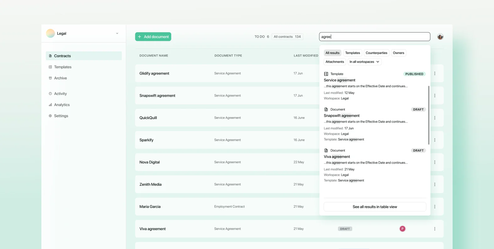 Juro-contract-management-dashboard