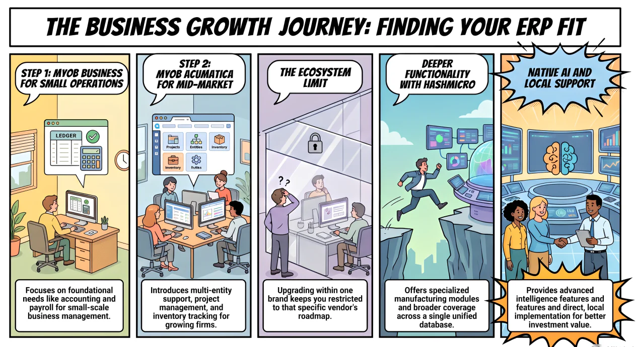 myob business vs myob advanced vs a full erp