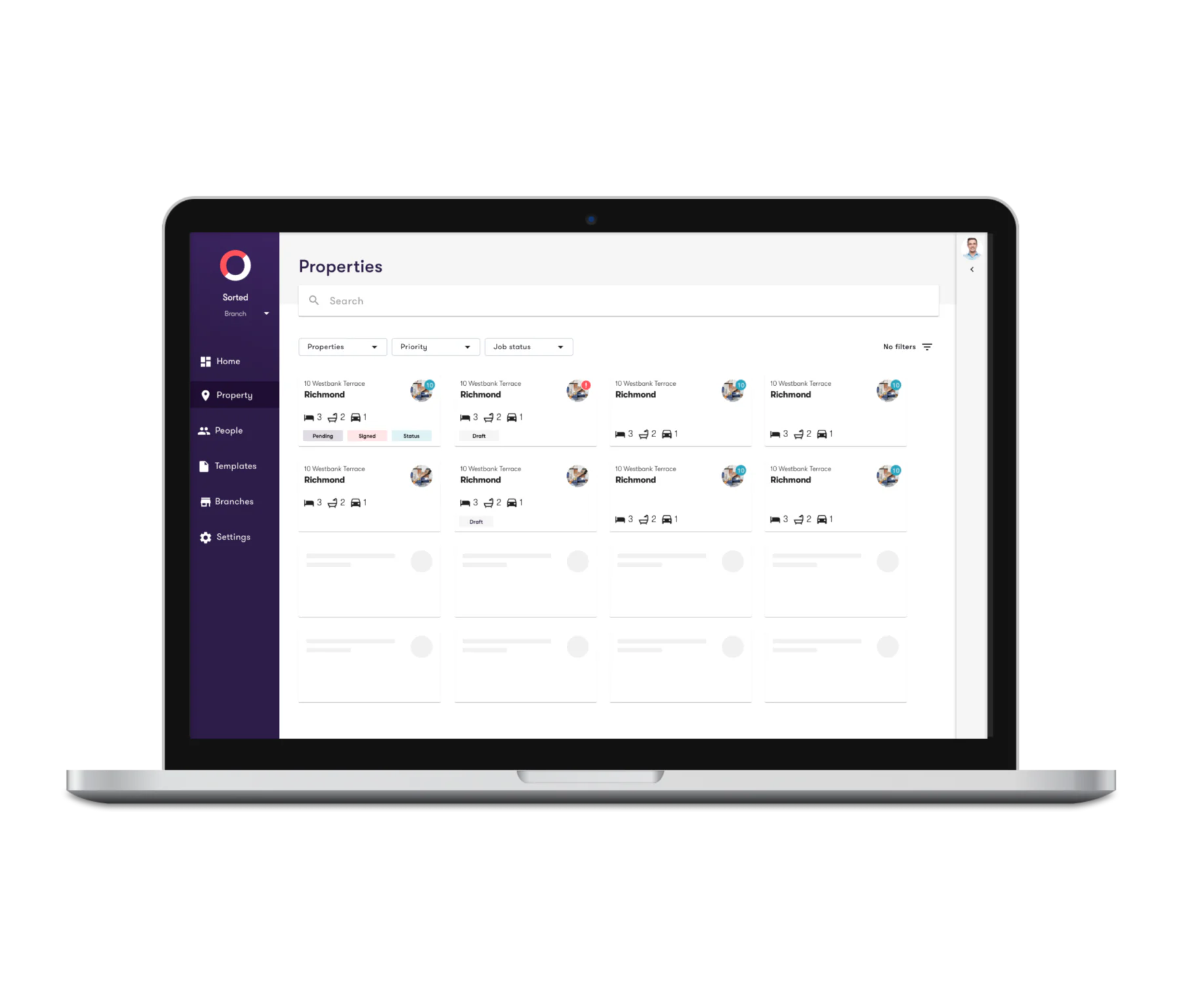 property sorted screen
