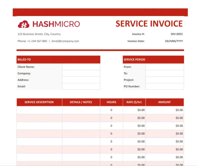 Service Invoice Template