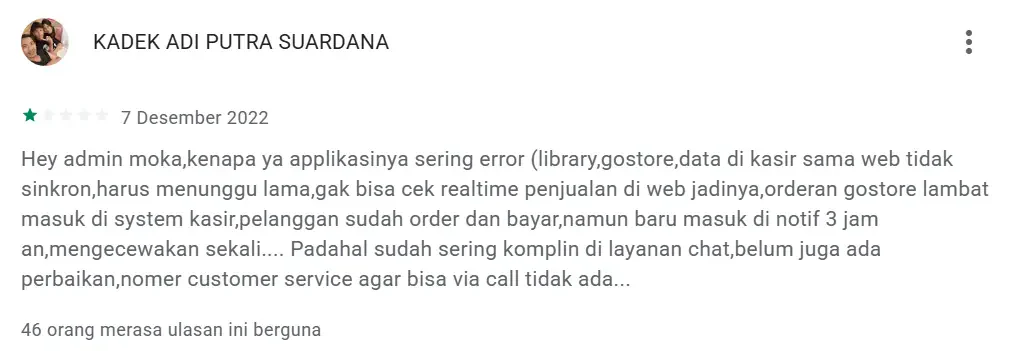 Review palystore satu bintang karena servis jelek