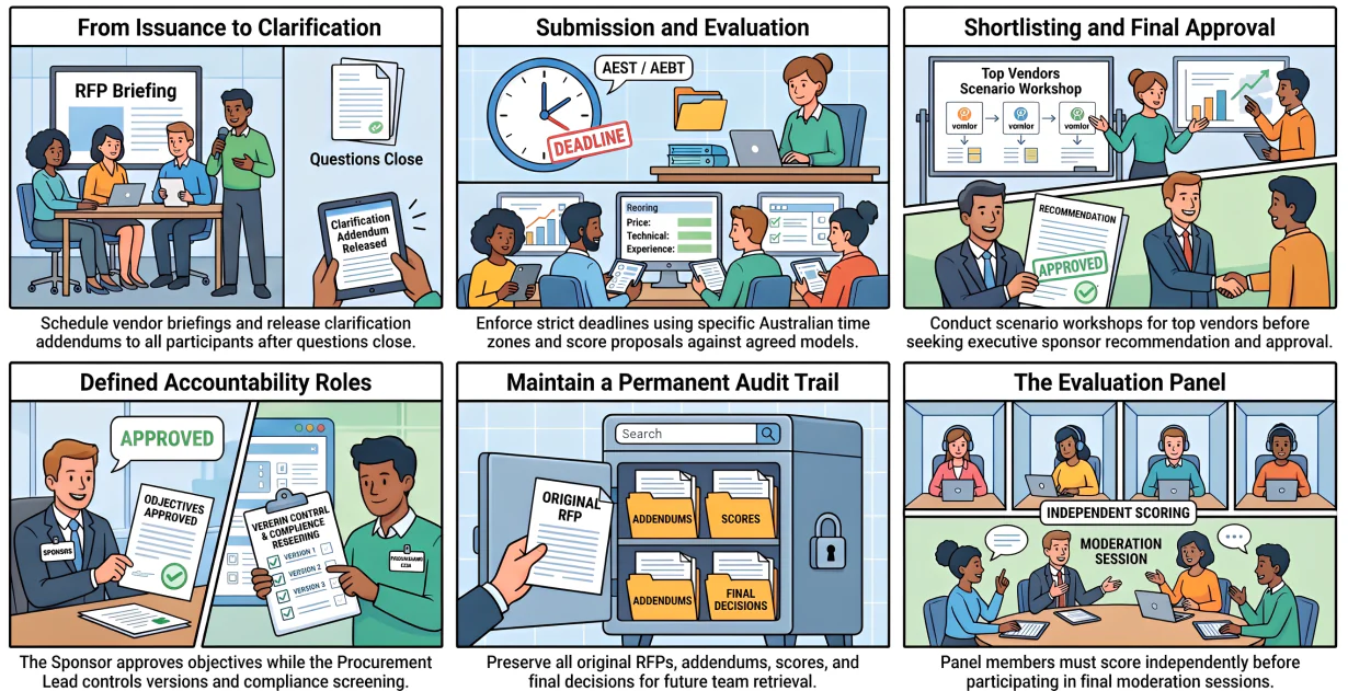timeline governance and submission rules for a controlled rfp