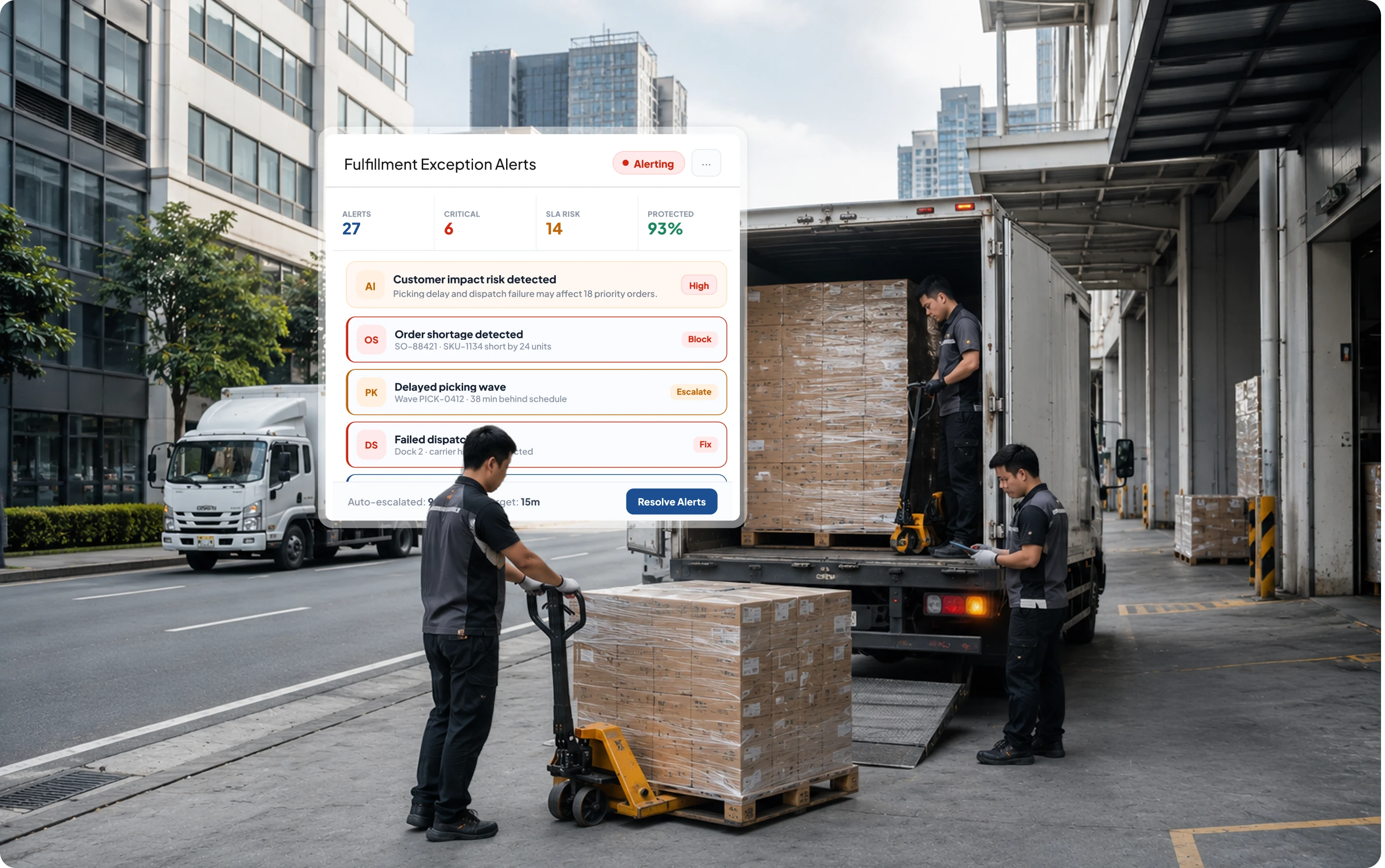 Fulfillment exception alerts dashboard