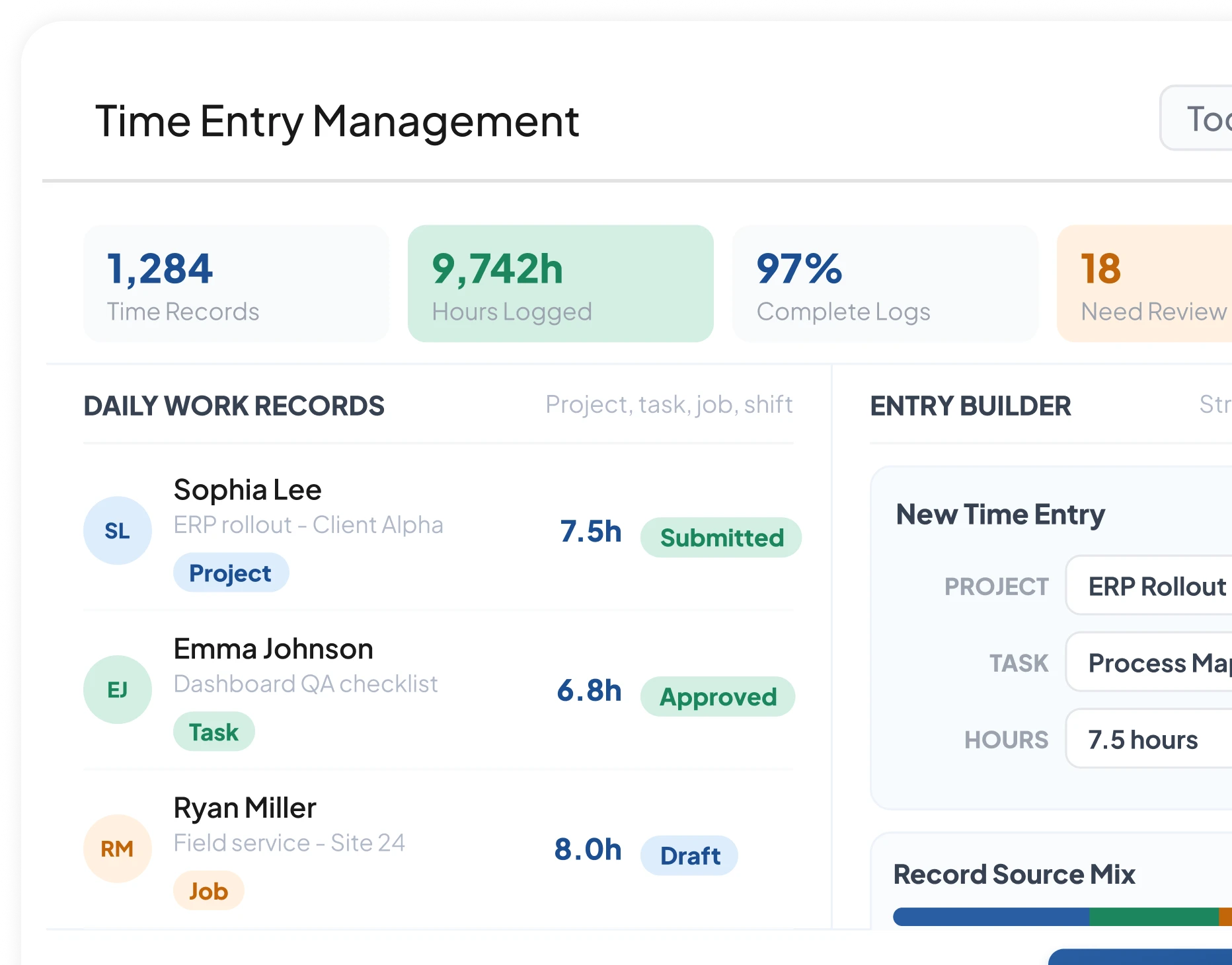 Mockup software timesheet HashMicro