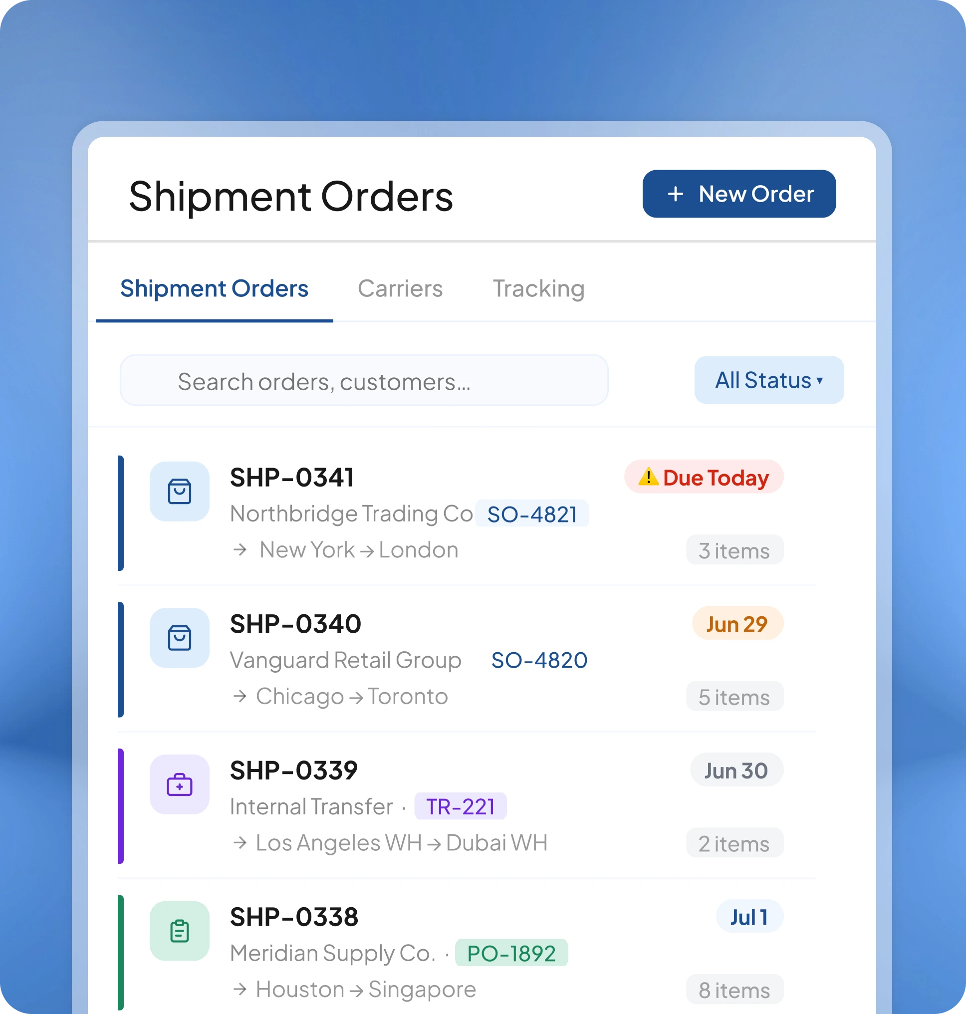 HashMicro transportation shipment orders page