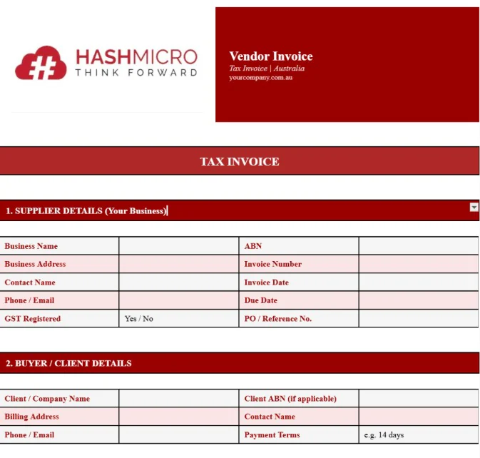 Vendor Invoice Template