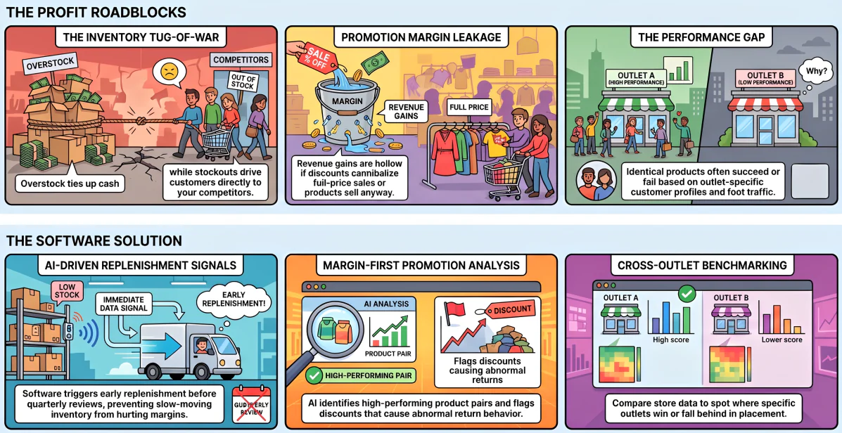 what problems does retail merchandising software solve 1