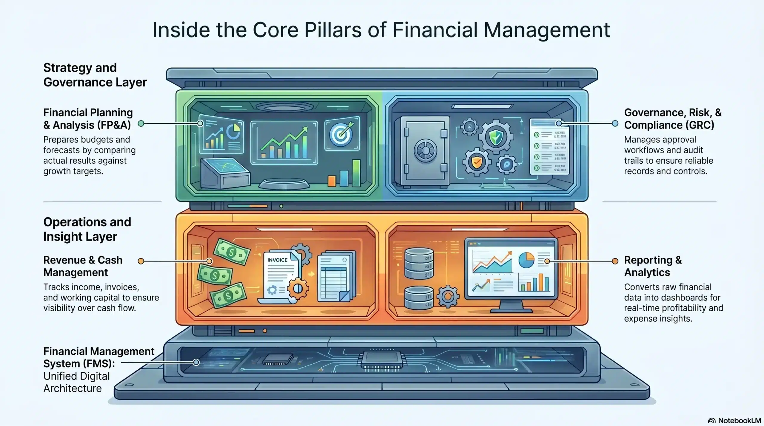 Core pillars of financial management diagram